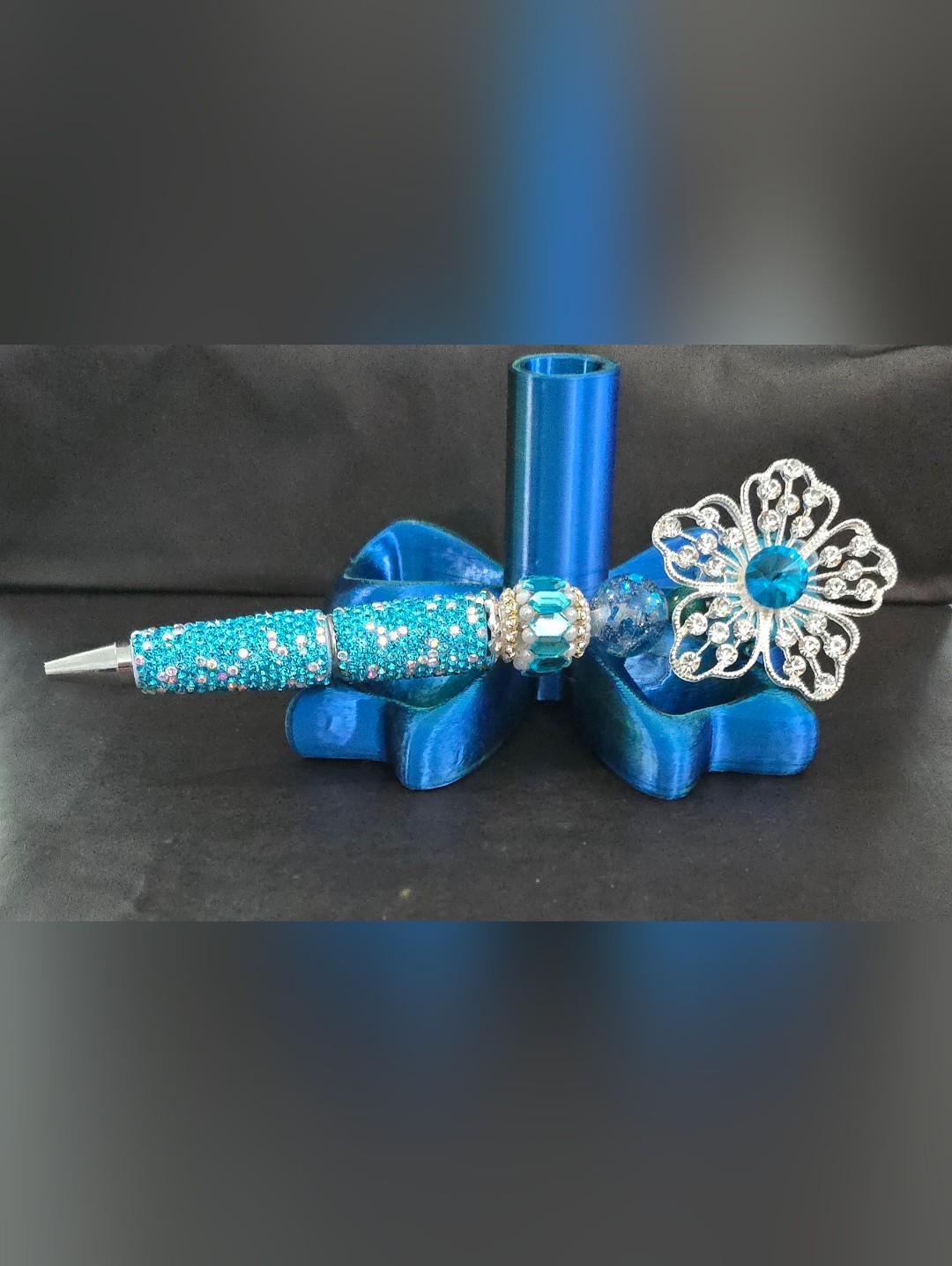 Teal Blue Custom Beaded Pen